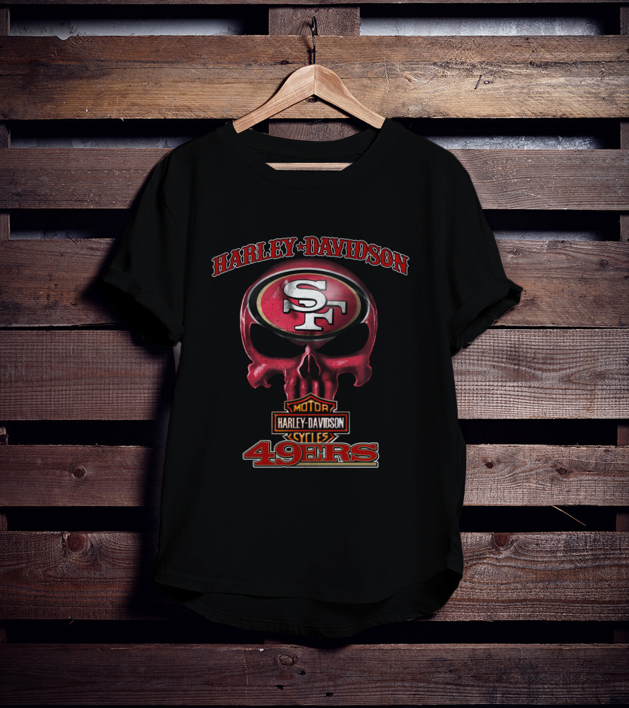 Harley Davidson San Francisco 49ers Sf Skull Nfl 49ers T-Shirt