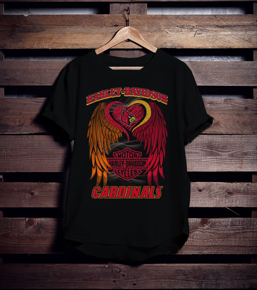 Harley Davidson Ncaa Louisville Cardinals Winged Heart T-Shirt