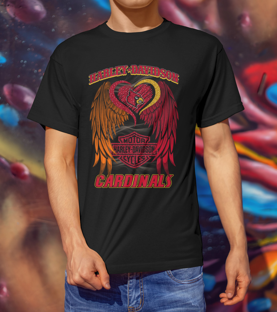 Harley Davidson Ncaa Louisville Cardinals Winged Heart T-Shirt