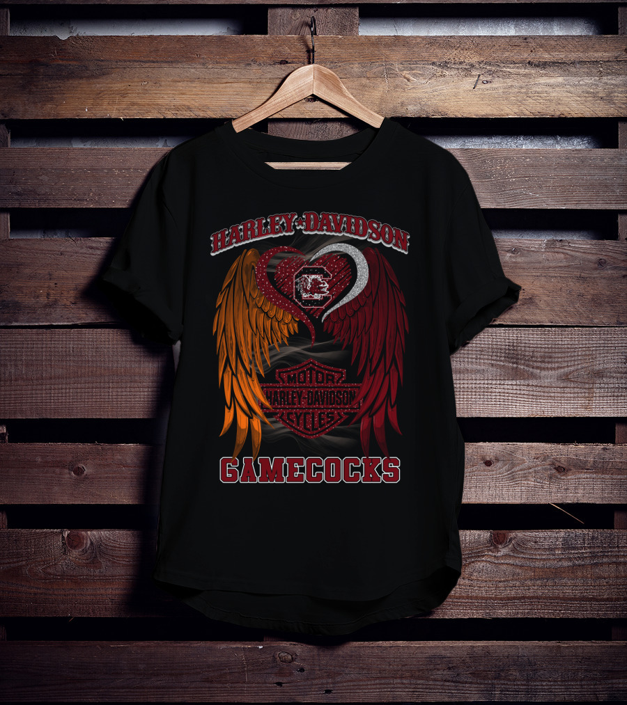 Harley Davidson South Carolina Gamecocks Motorcycles Wings T-Shirt