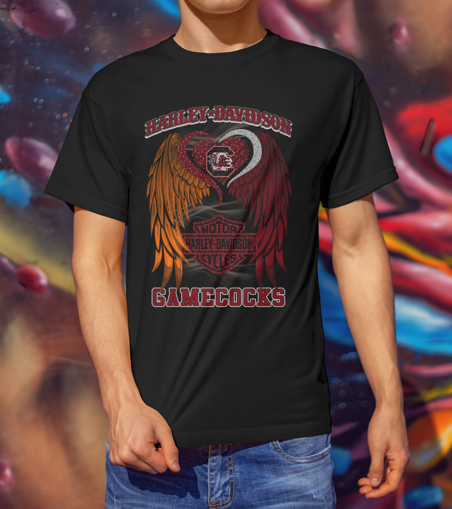 Harley Davidson South Carolina Gamecocks Motorcycles Wings T-Shirt
