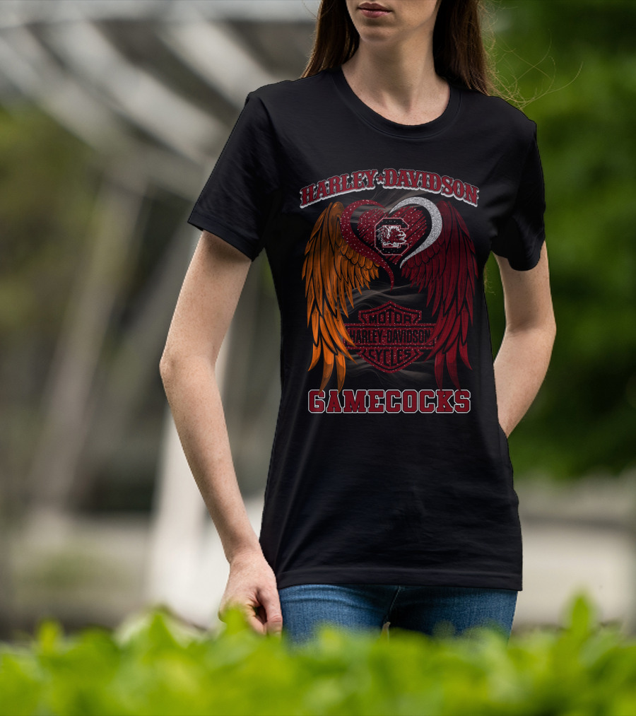 Harley Davidson South Carolina Gamecocks Motorcycles Wings T-Shirt