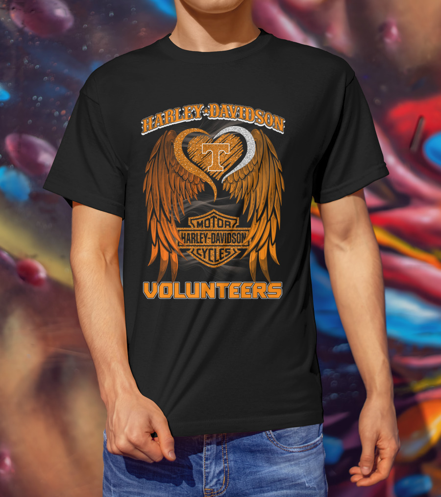 Harley Davidson Motor Cycles Tennessee Volunteers Wings T-Shirt