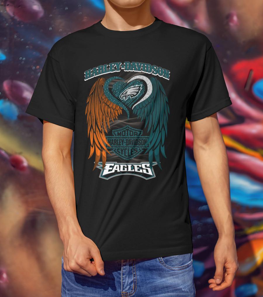 Harley Davidson Philadelphia Eagles Motor Cycles Nfl T-Shirt