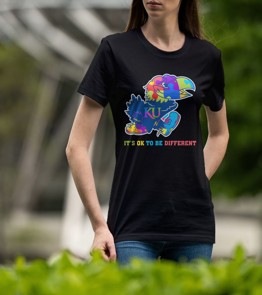 KU Jayhawks It's OK To Be Different Rainbow Mascot T-Shirt