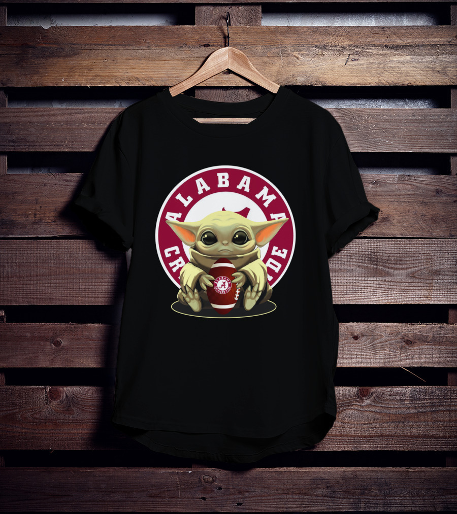 Alabama Crimson Tide Baby Yoda Football T-Shirt