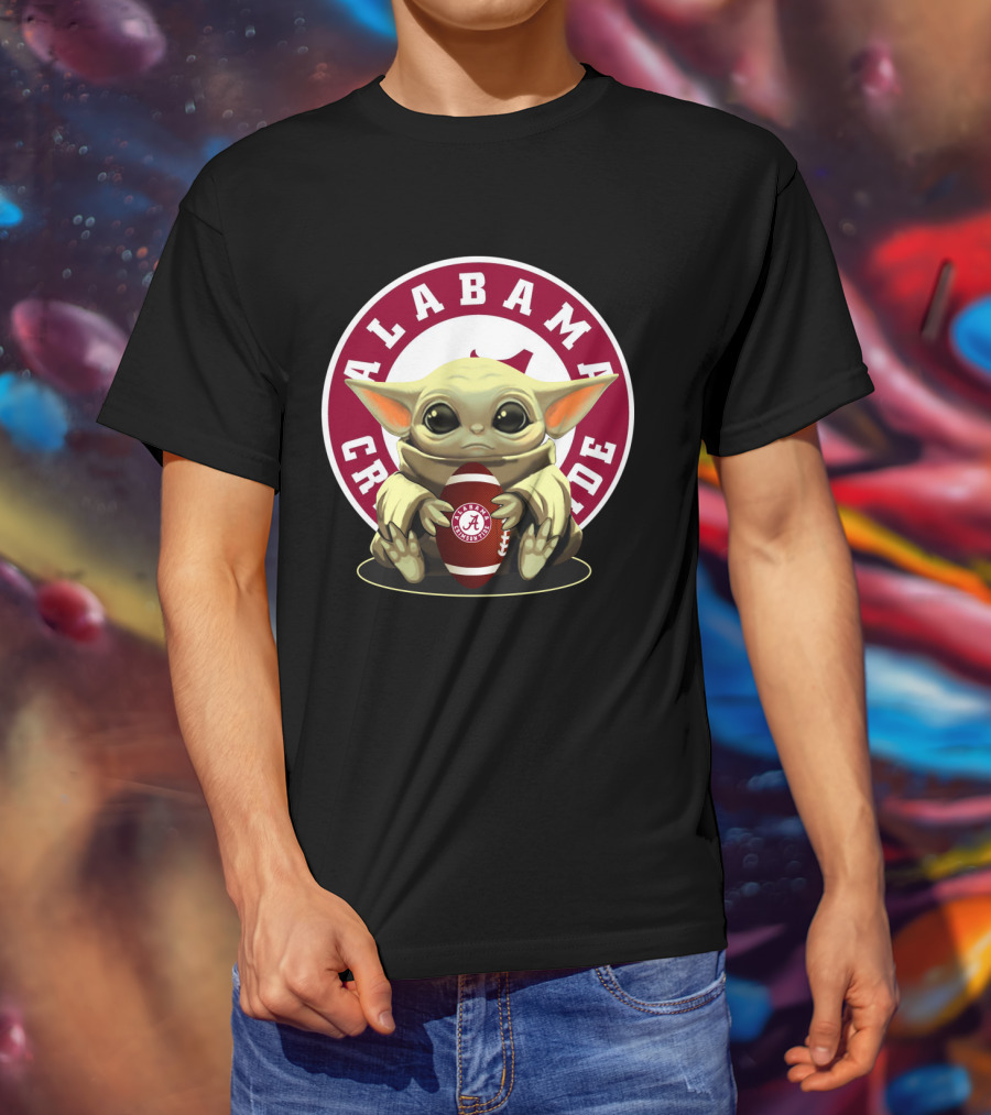 Alabama Crimson Tide Baby Yoda Football T-Shirt