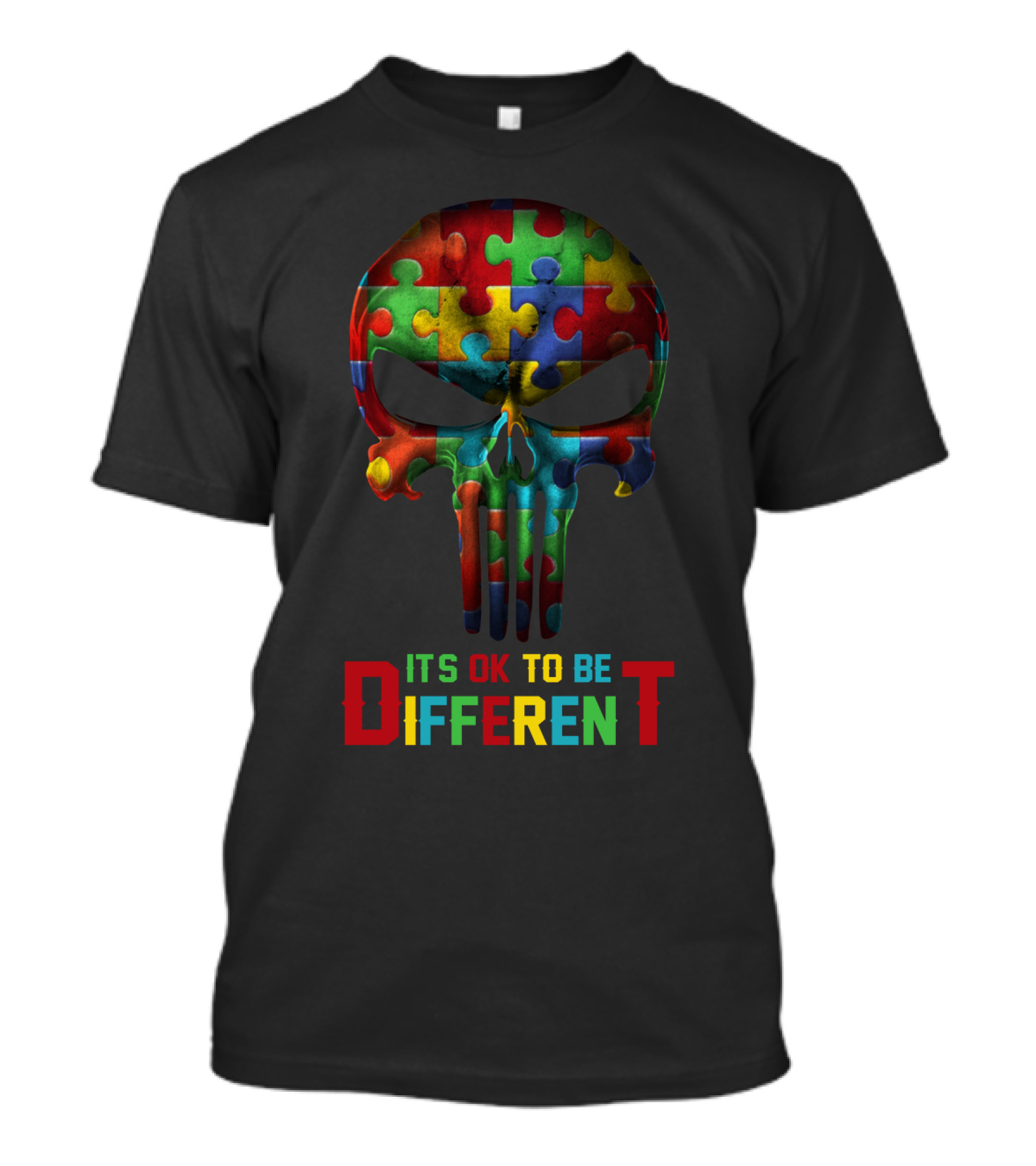 Its OK To Be Different Puzzle Skull T-Shirt