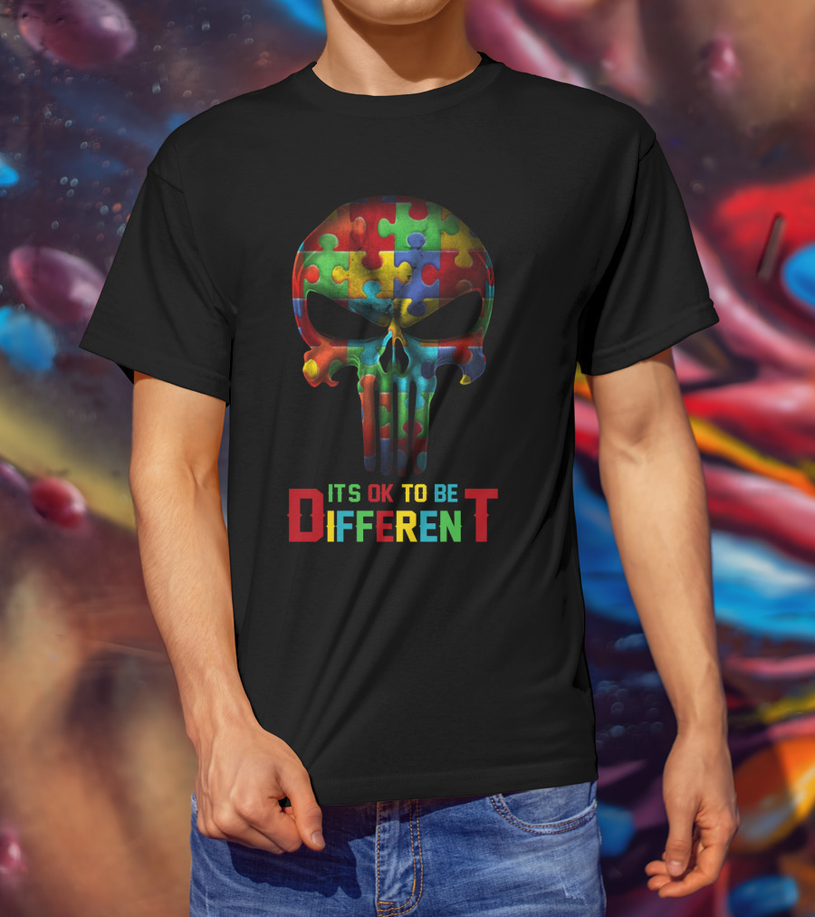 Punisher Puzzle Skull It's OK To Be Different T-Shirt