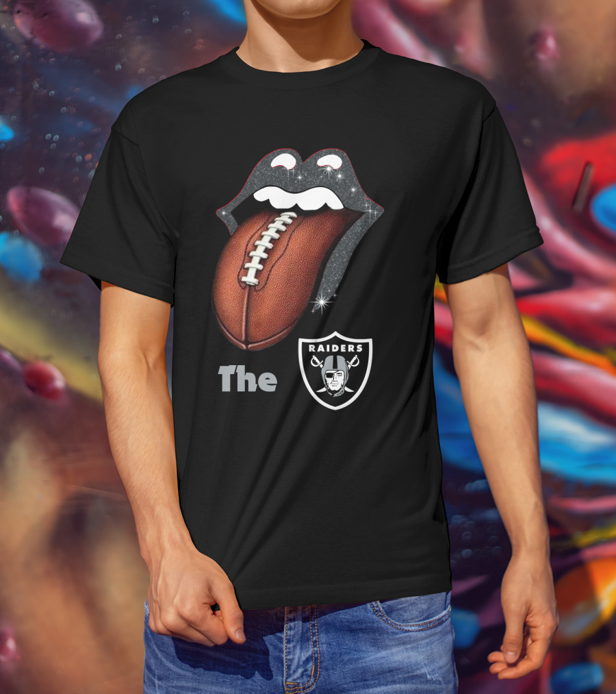 The Raiders Football Smile With Tongue And Shield T-Shirt