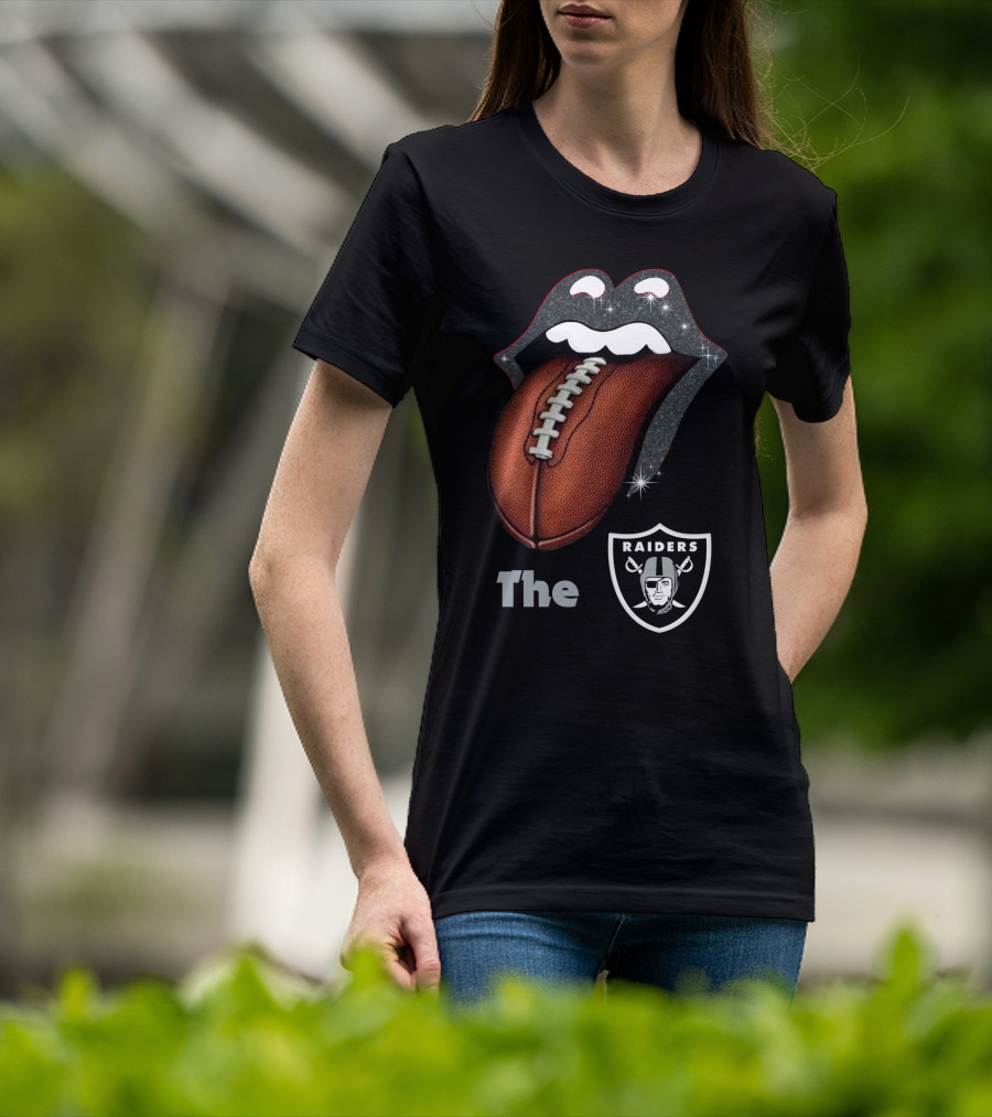 The Raiders Football Smile With Tongue And Shield T-Shirt