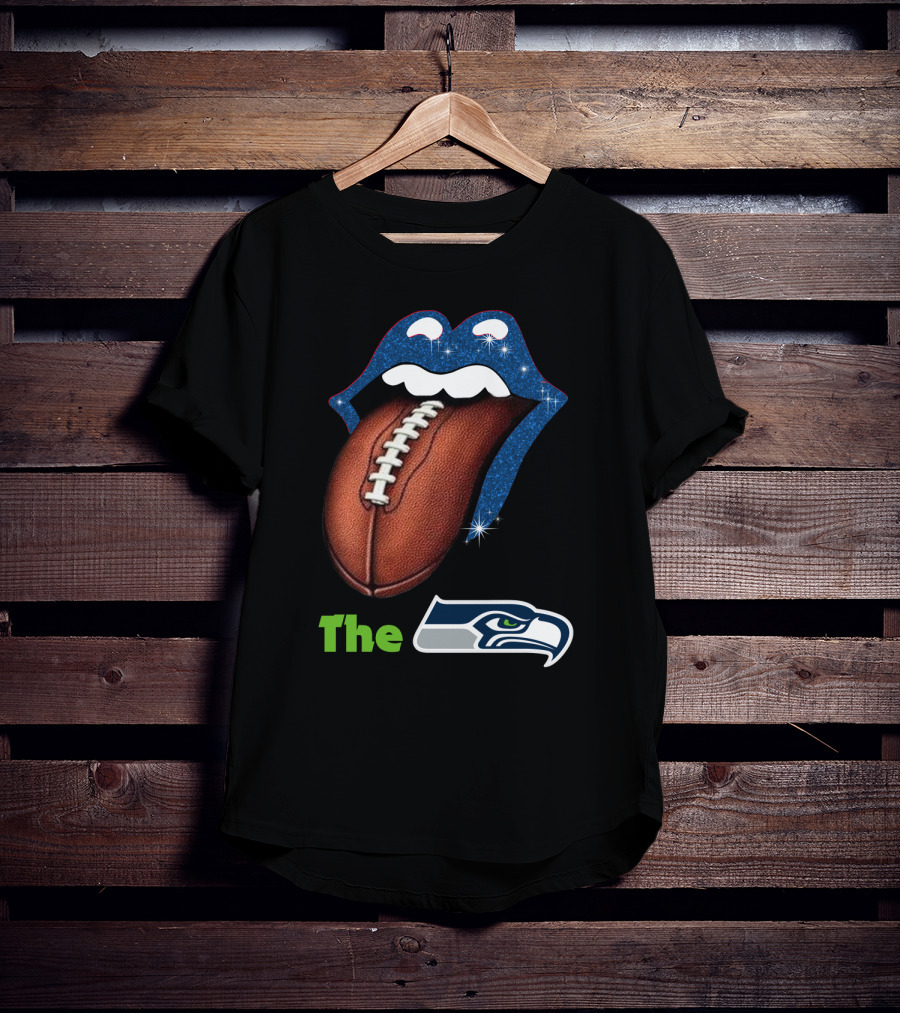 The Seahawks Sparkling Tongue With Football Smile T-Shirt