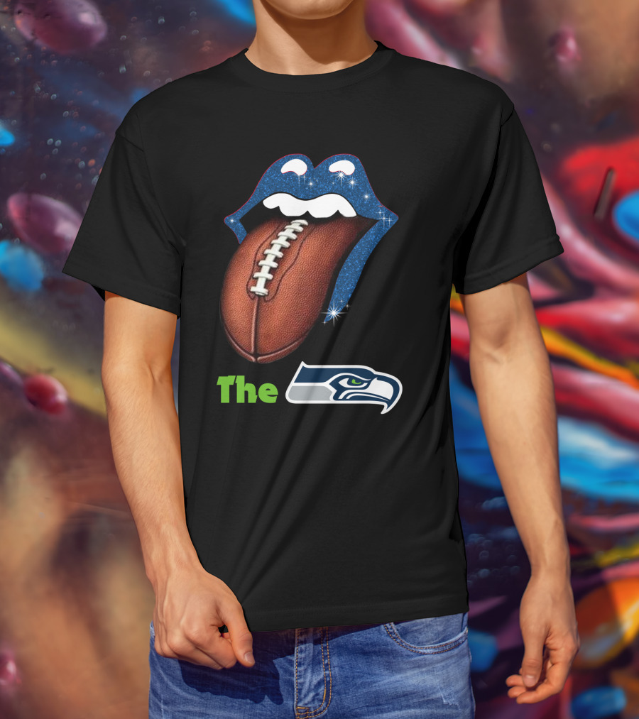 The Seahawks Sparkling Tongue With Football Smile T-Shirt