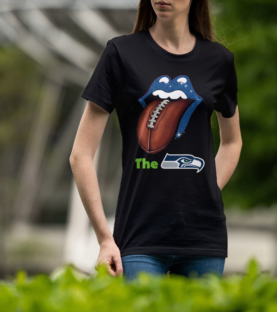 The Seahawks Sparkling Tongue With Football Smile T-Shirt