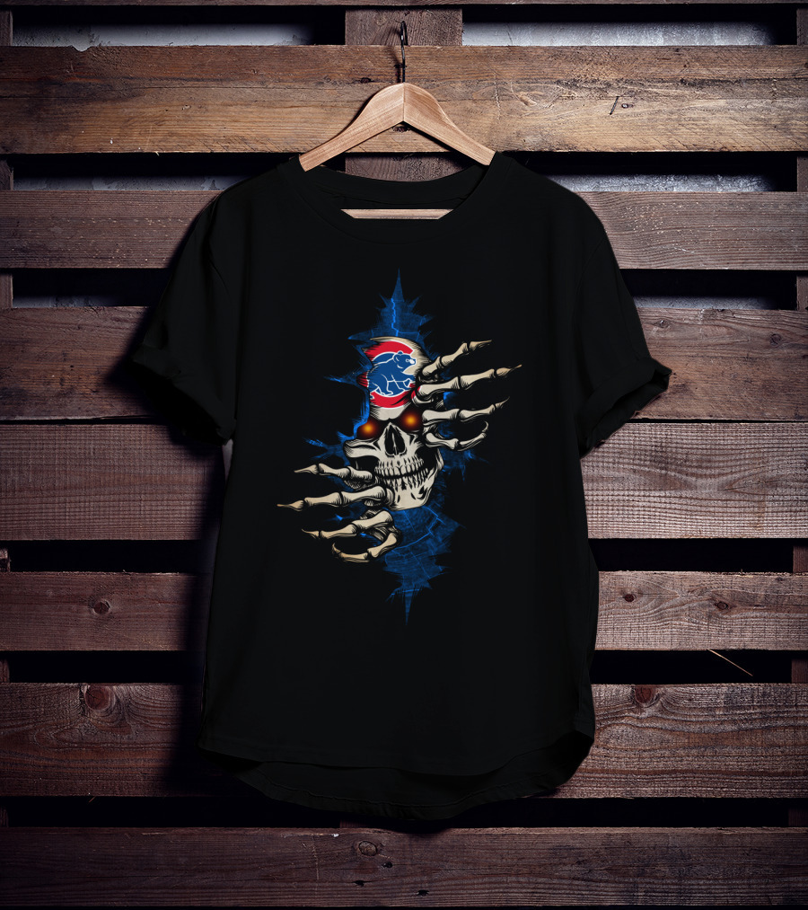 Skull Cubs Mascot With Skeletal Hand And Glowing Eyes T-Shirt