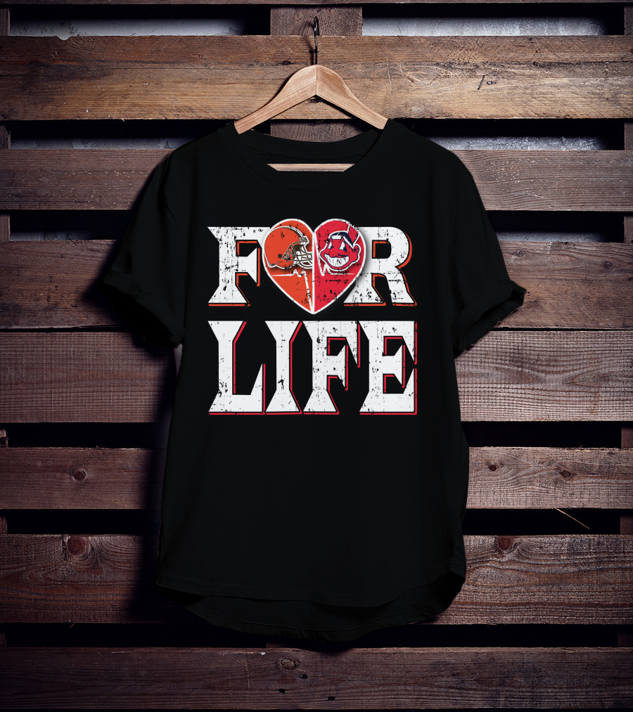 For Life Browns Indians Heart T-Shirt