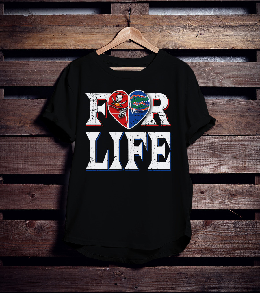 For Life Buccaneers Gators Heart Shape T-Shirt