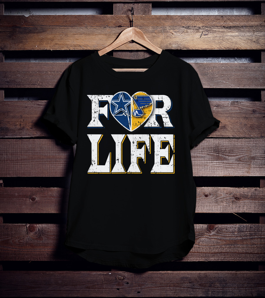 For Life Cowboys Blues Heart Star T-Shirt