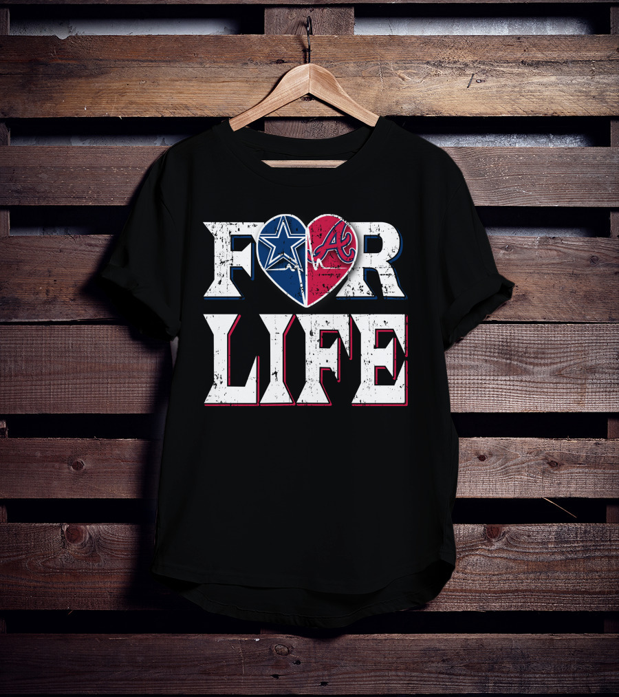 For Life Cowboys Braves Heart Logos T-Shirt