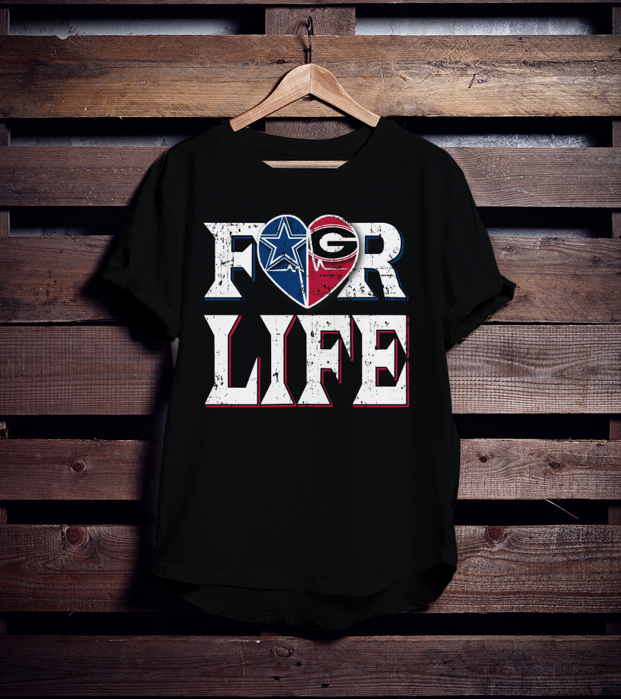 For Life Cowboys Georgia Bulldogs Heart Split T-Shirt