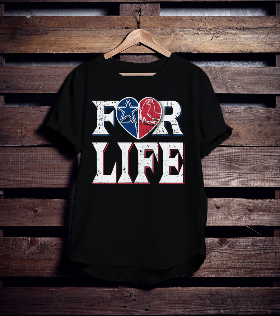 For Life Cowboys Red Sox Heart T-Shirt