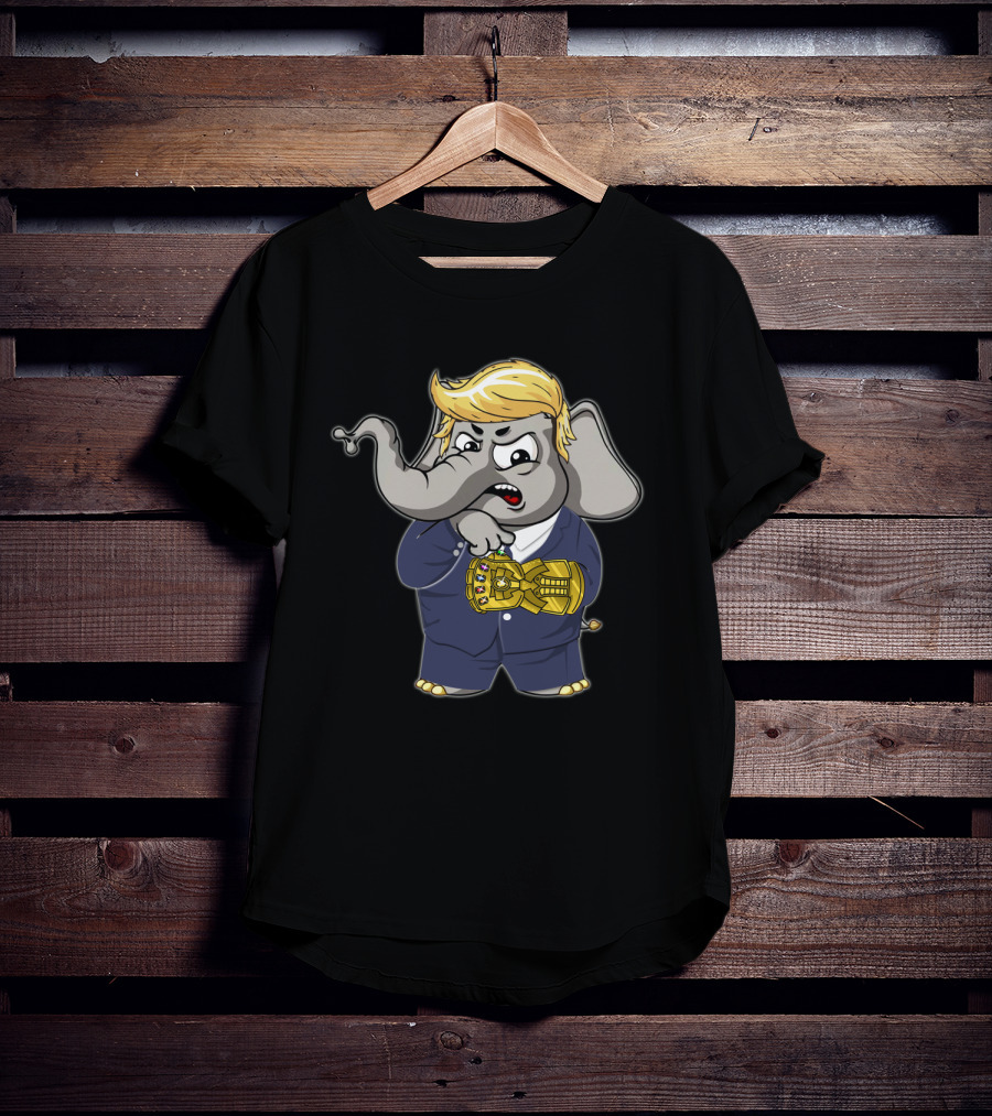 El Elephant Suit Blonde Hair Infinity Gauntlet T-Shirt
