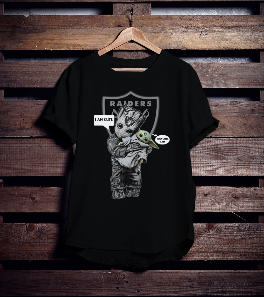 RAIDERS I AM CUTE TOO CUTE Yoda Groot NFL T-Shirt