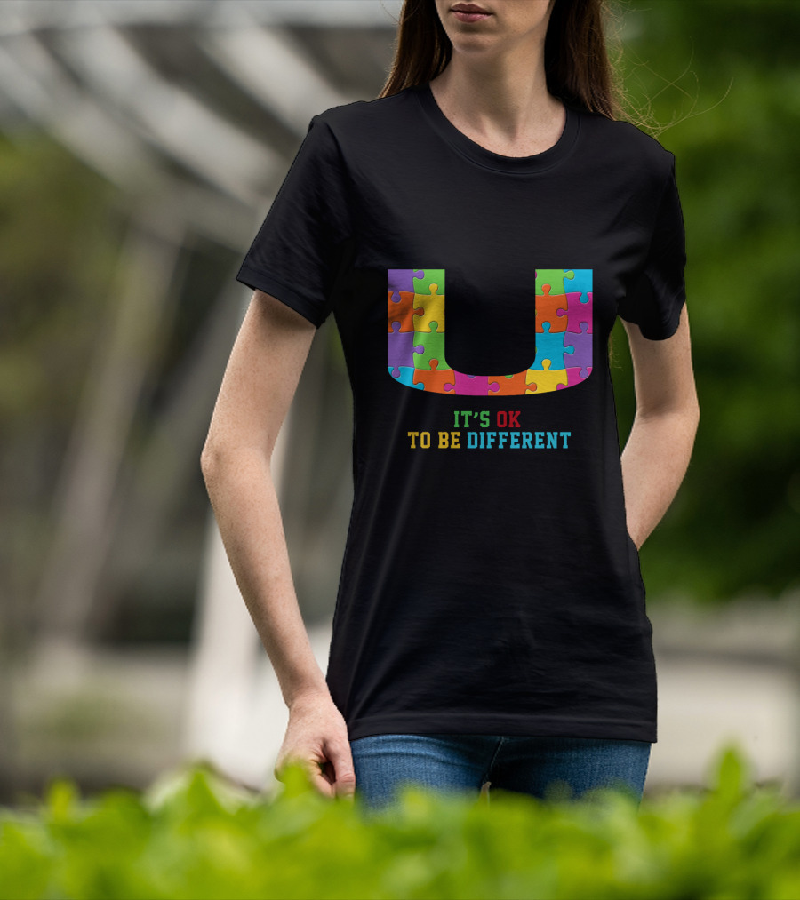 U It's Ok To Be Different Puzzle Pieces T-Shirt