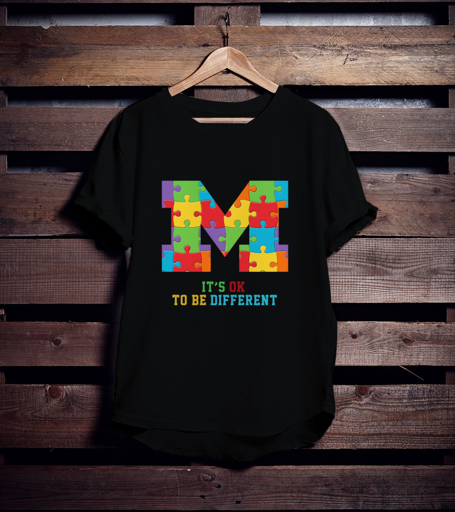 M It's Ok To Be Different Puzzle T-Shirt