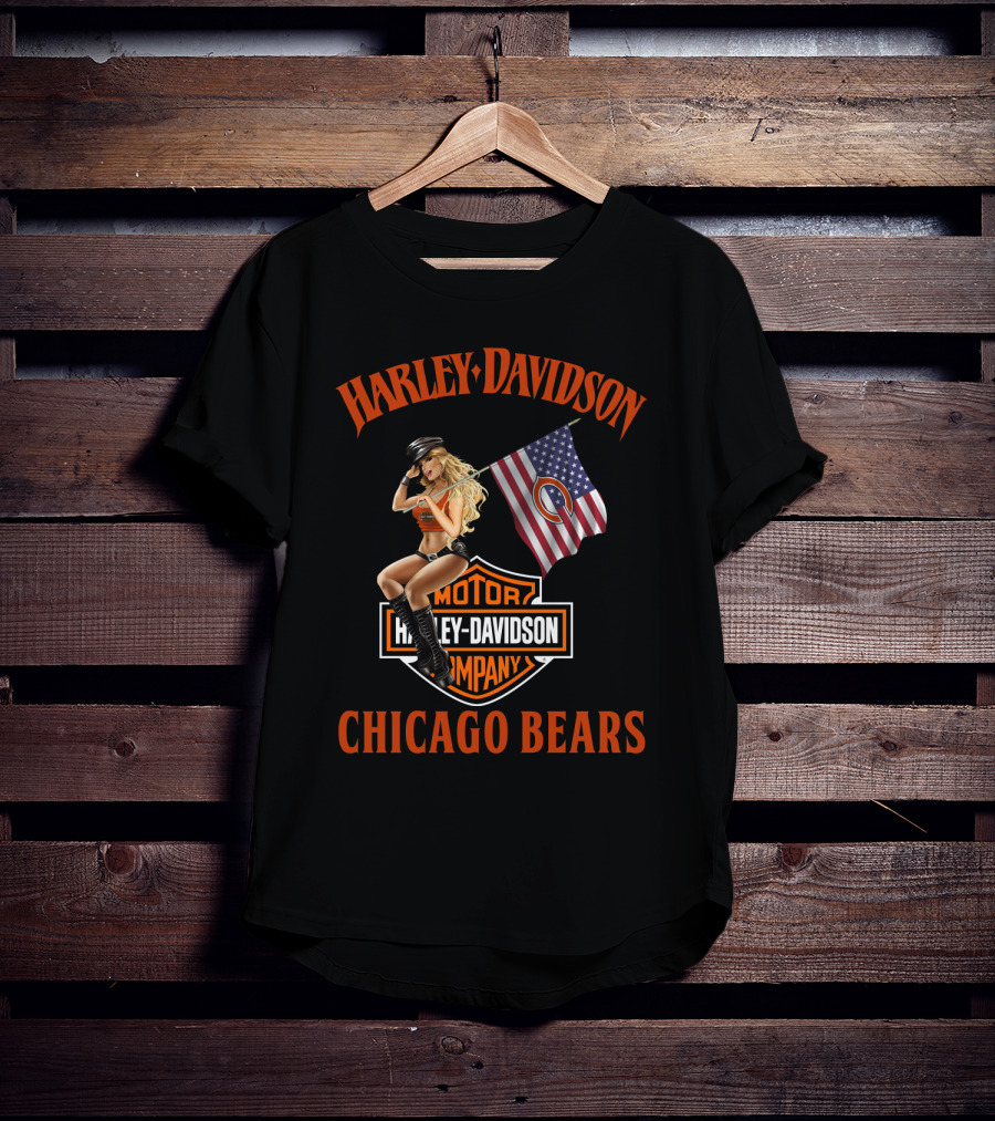 Harley Davidson Chicago Bears Nfl Collaboration T-Shirt