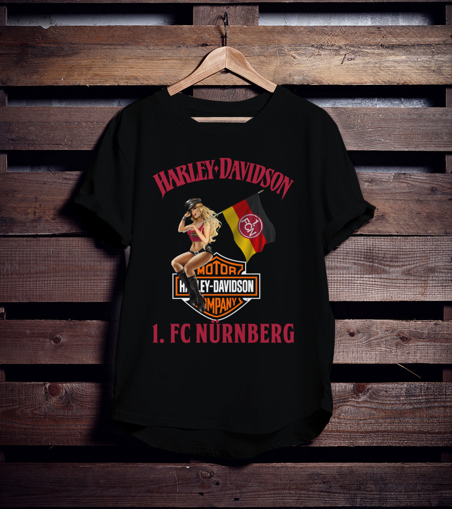 Harley Davidson 1. Fc Nürnberg Flag Motor Cycles Girl T-Shirt