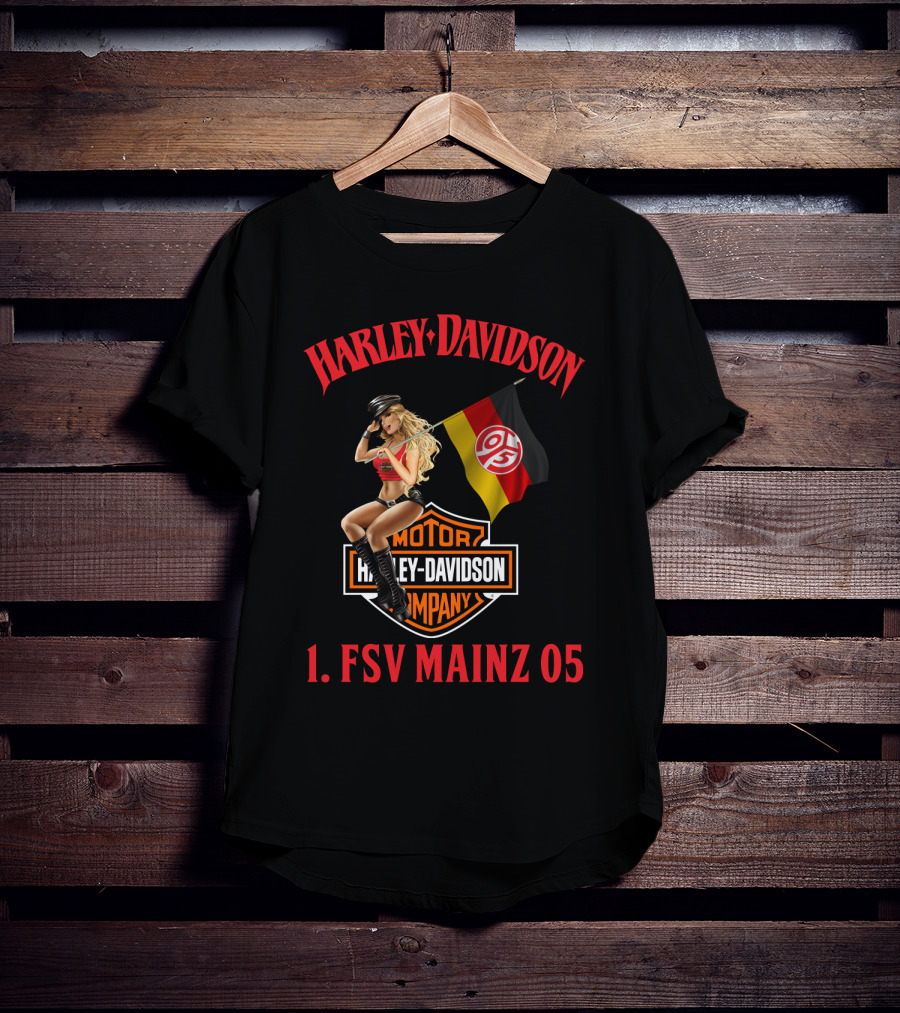 Harley Davidson 1. Fsv Mainz 05 Bundesliga Flag Girl T-Shirt
