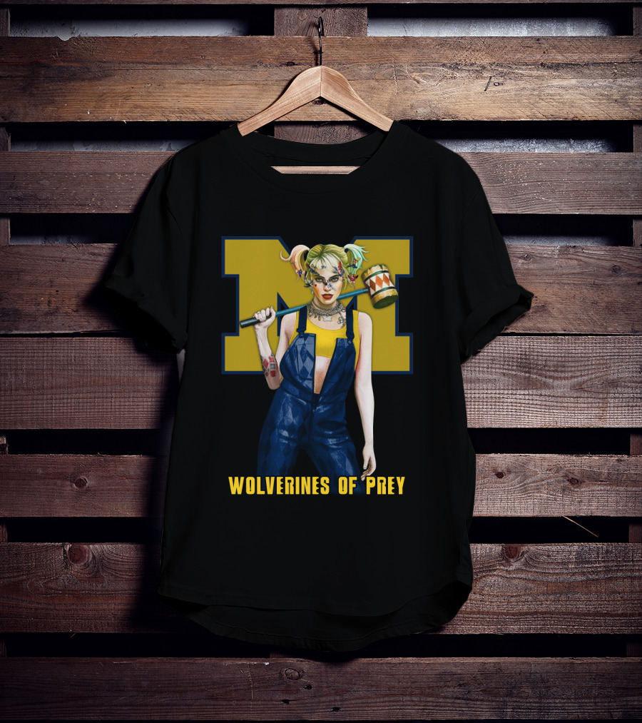 Wolverines Of Prey M Logo Harley Quinn Style T-Shirt