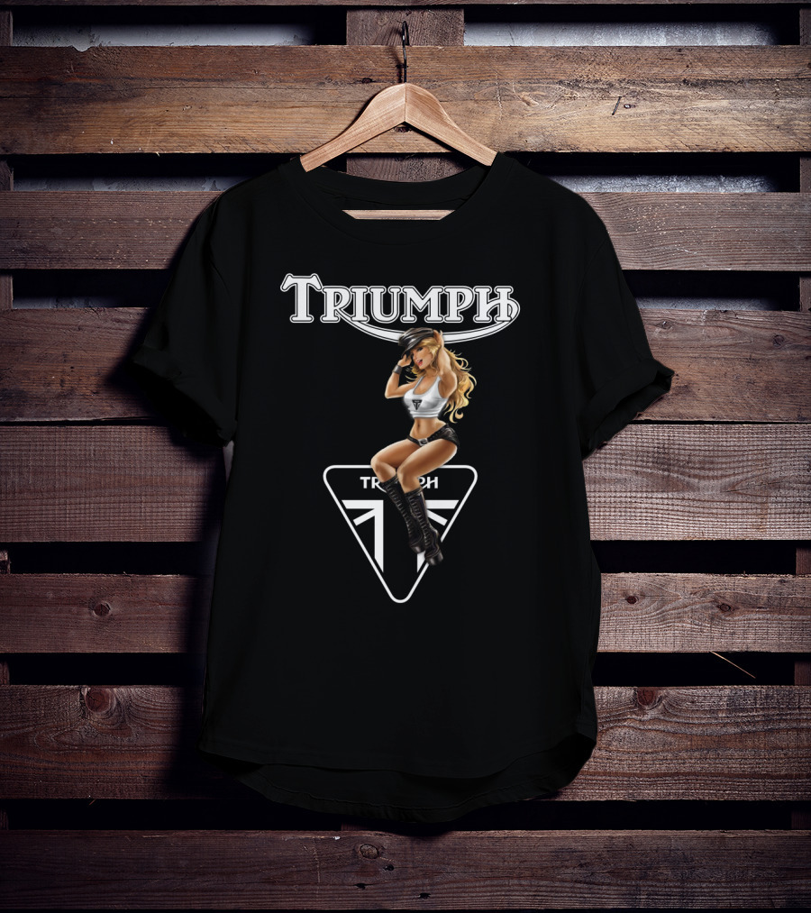 Triumph Dh 20 Logo With Pin-Up Model Motif T-Shirt