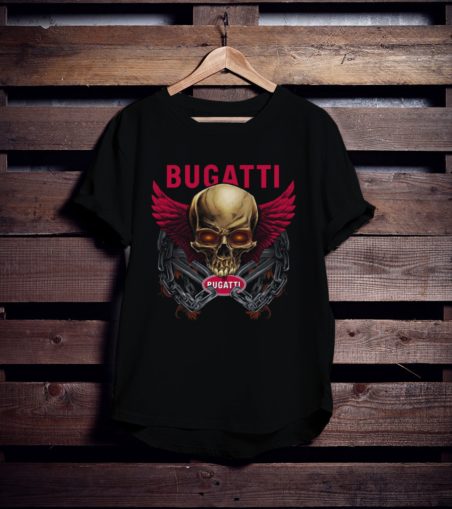 Bugatti Skull With Wings And Chains T-Shirt