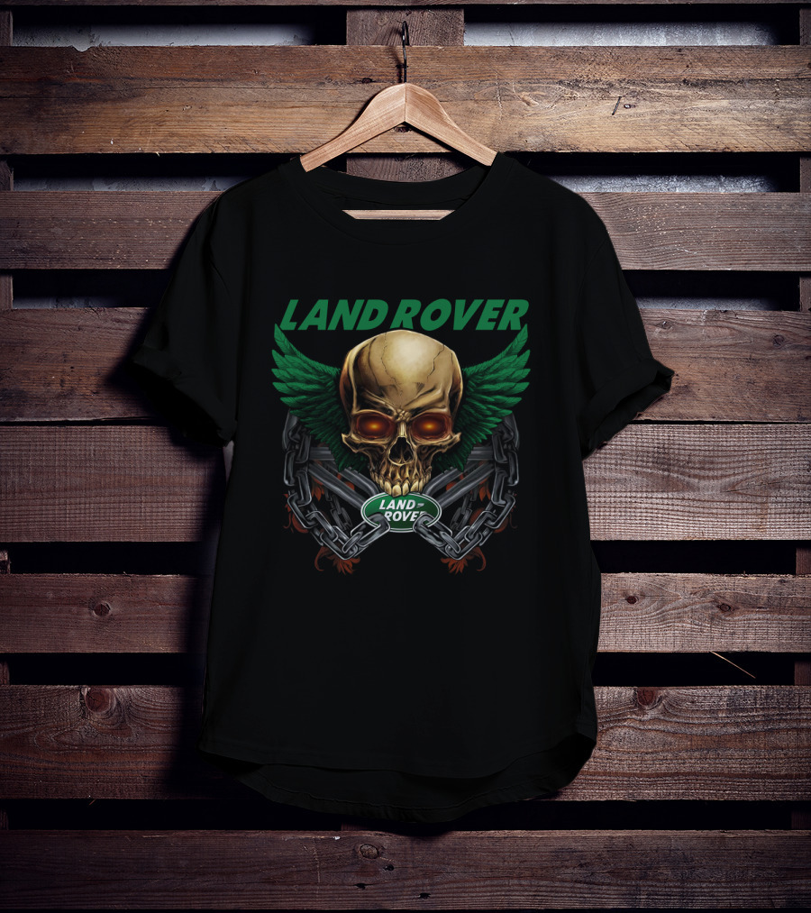 Land Rover Skull With Green Wings And Chains T-Shirt