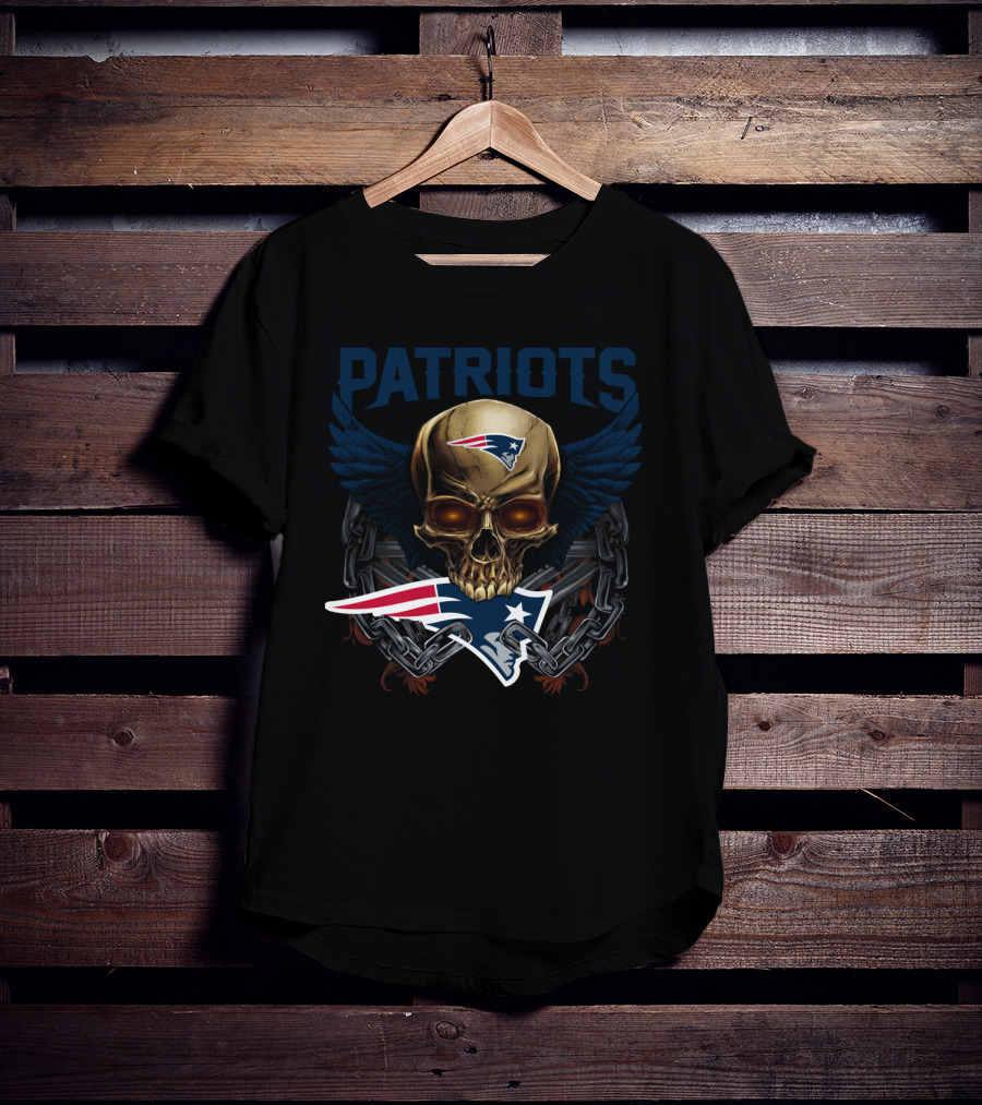 Patriots Skull With Wings And Chains Nfl New England Patriots T-Shirt