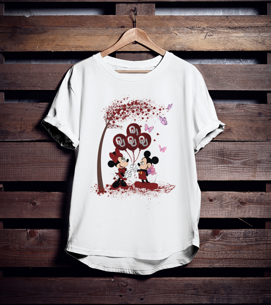 Mickey And Minnie Oklahoma Sooners Ou Balloons Ncaa Theme T-Shirt
