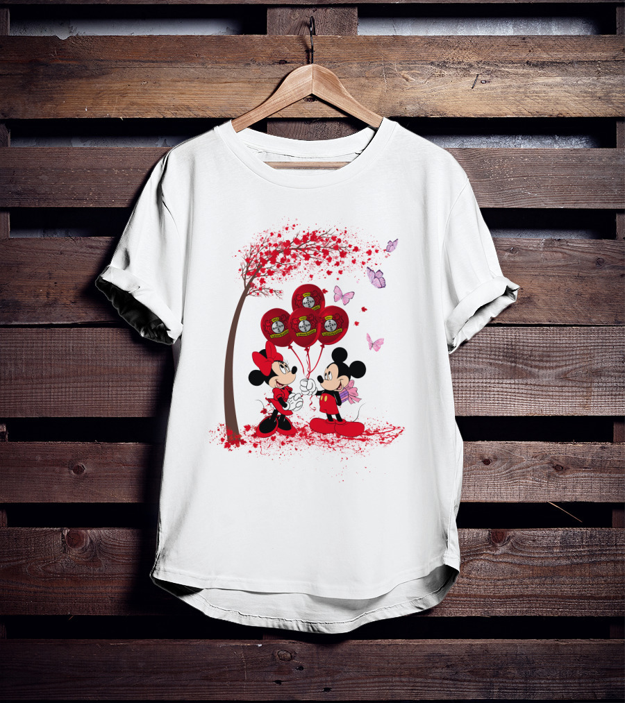 Bundesliga Bayer 04 Leverkusen Balloons With Mickey And Minnie T-Shirt