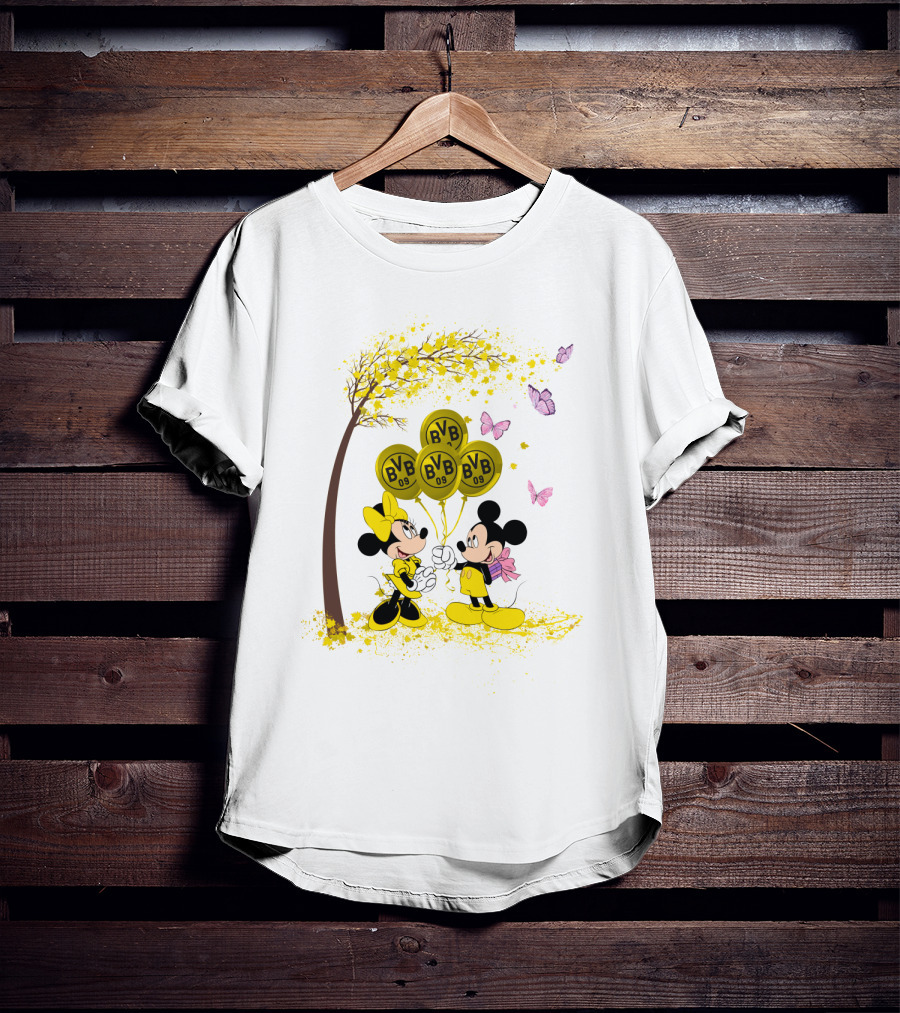 Borussia Dortmund BVB 09 Mickey And Minnie Balloons Bundesliga T-Shirt