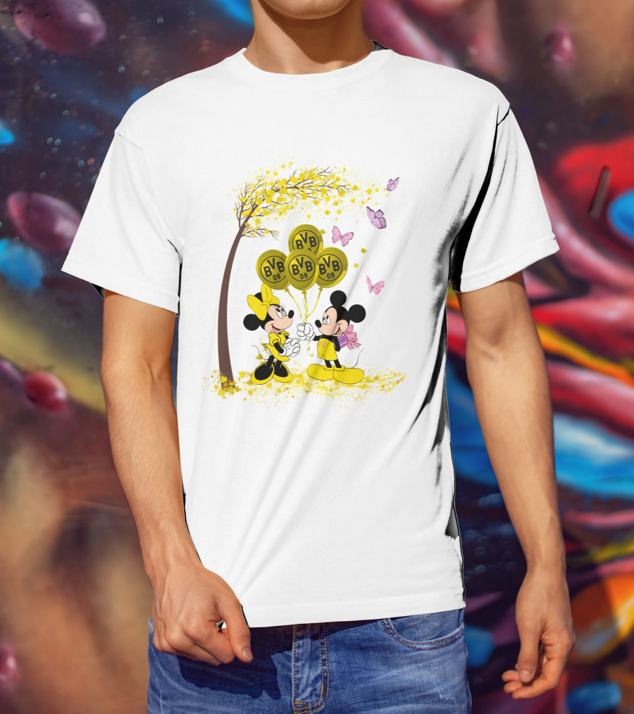 Borussia Dortmund BVB 09 Mickey And Minnie Balloons Bundesliga T-Shirt