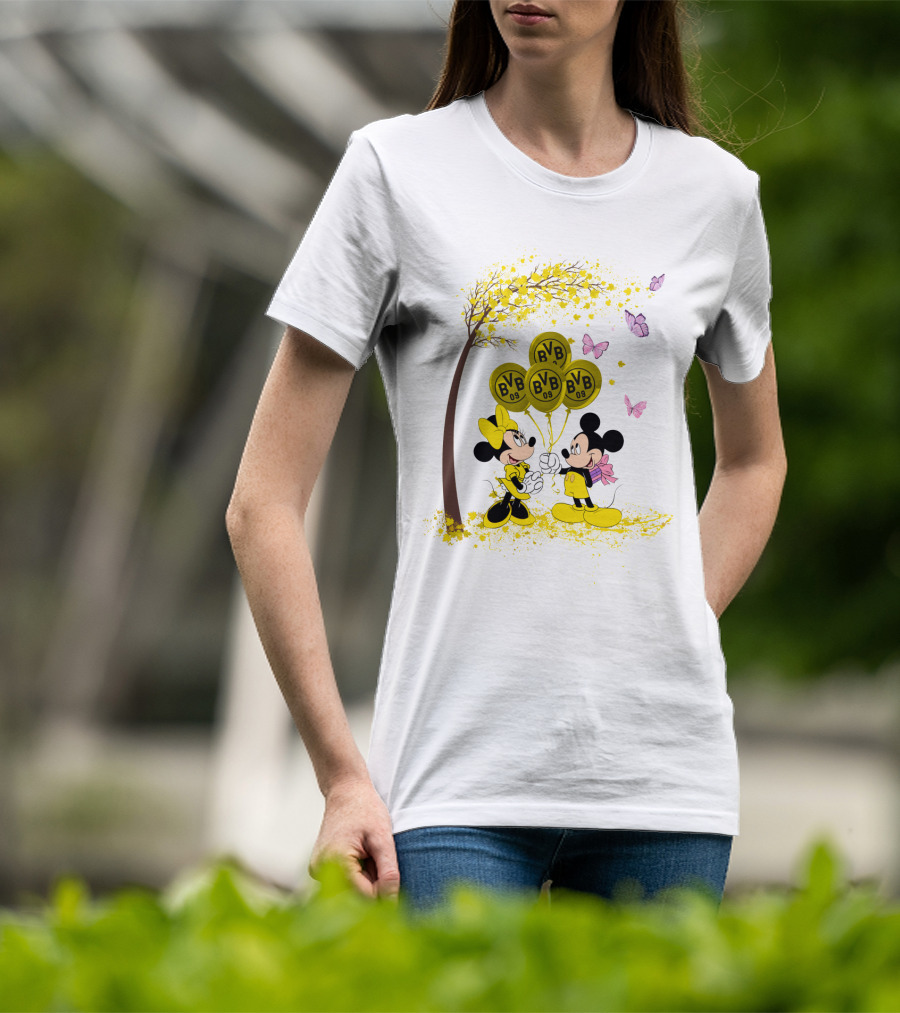Borussia Dortmund BVB 09 Mickey And Minnie Balloons Bundesliga T-Shirt