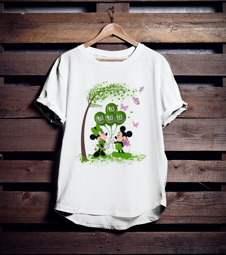 DH 29 Bundesliga VfL Wolfsburg Disney Mickey Minnie Balloons T-Shirt