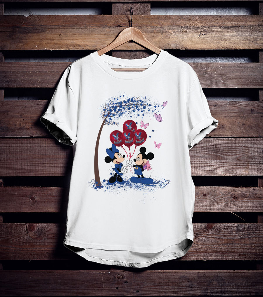 DH 29 Premier League Crystal Palace Mickey Minnie Balloons Butterflies T-Shirt