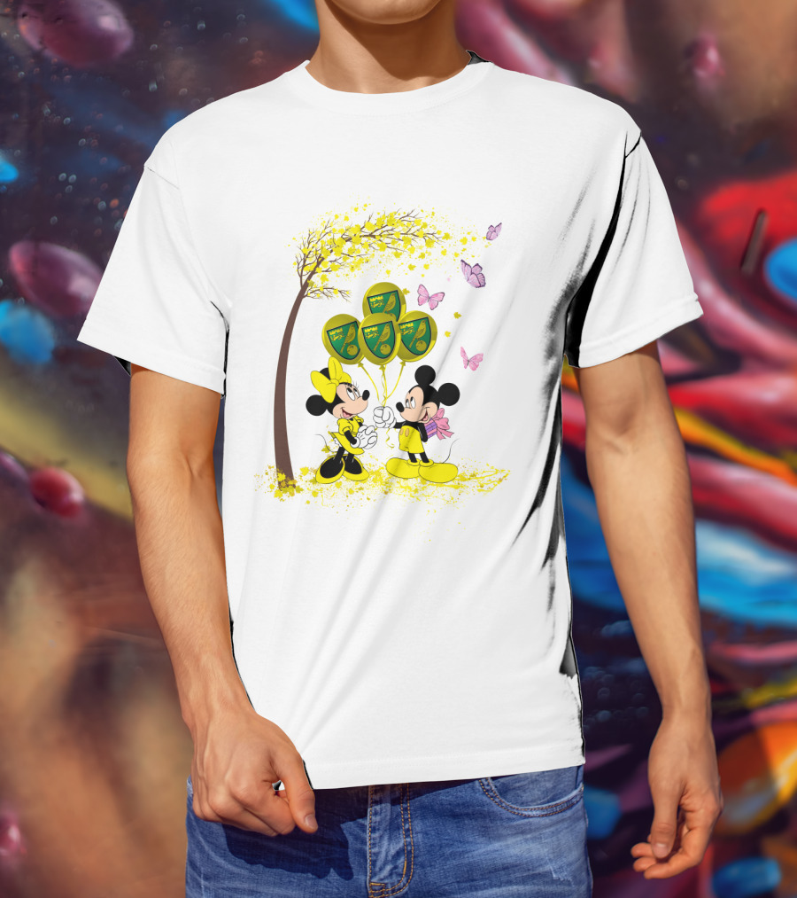 DH 29 Premier League Norwich City Mickey Minnie Balloons T-Shirt