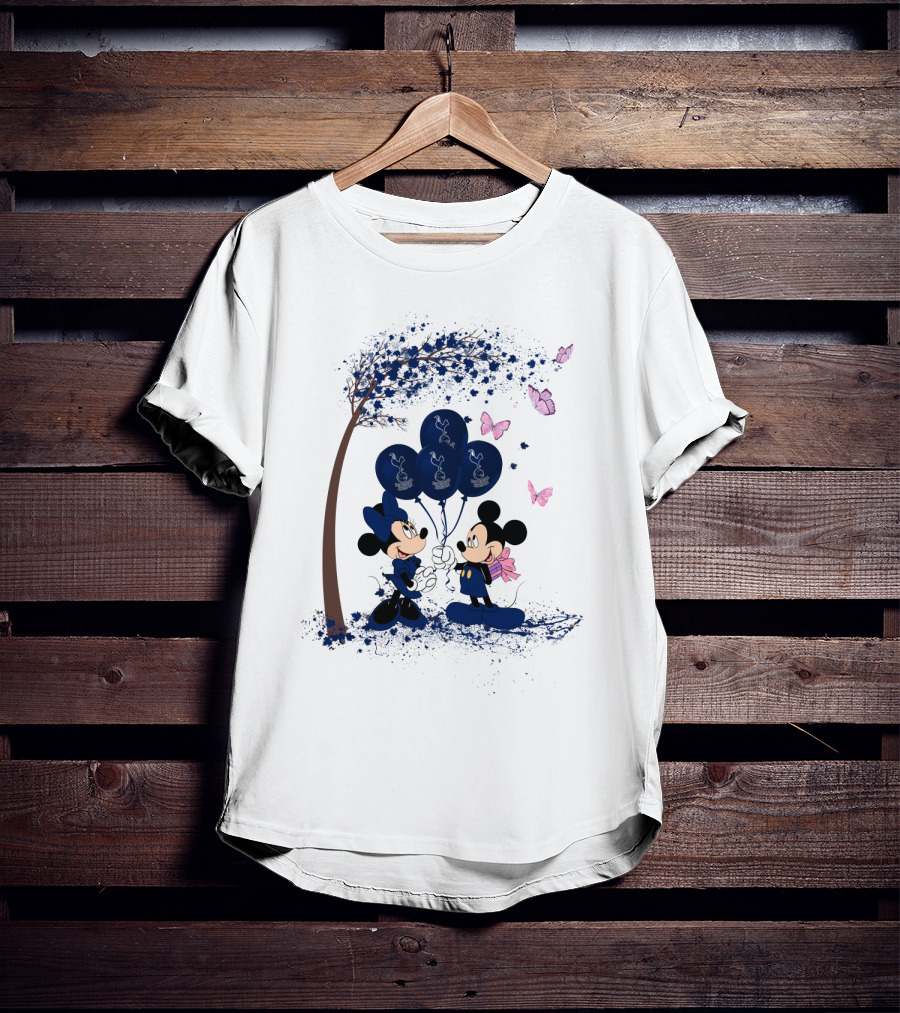 Premier League Tottenham Hotspur Mickey And Minnie Blue Balloons T-Shirt