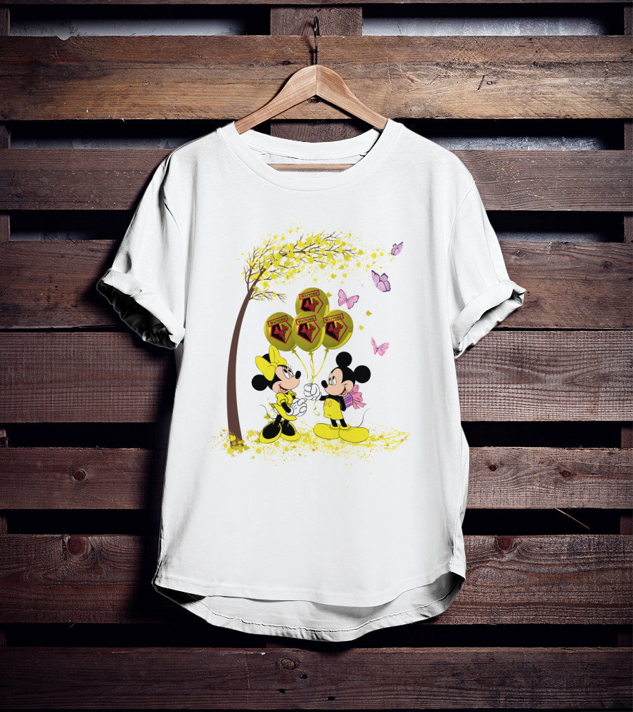 DH 29 Premier League Watford Mickey And Minnie With Watford Balloons T-Shirt