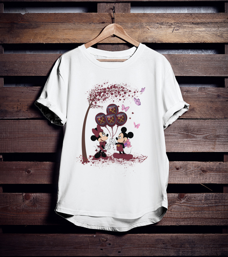 DH 29 Premier League West Ham United Balloons Minnie Mouse Mickey Mouse T-Shirt