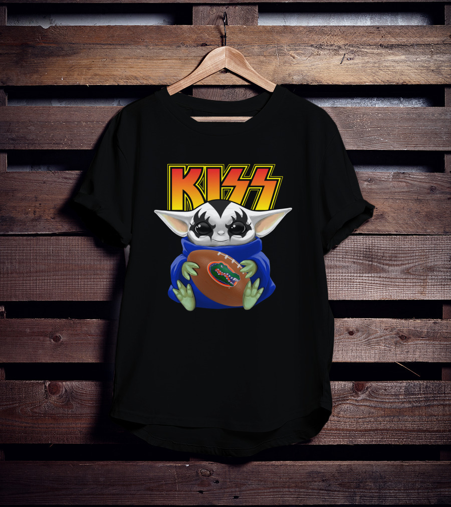 KISS Baby Yoda Holding Florida Gators Football T-Shirt
