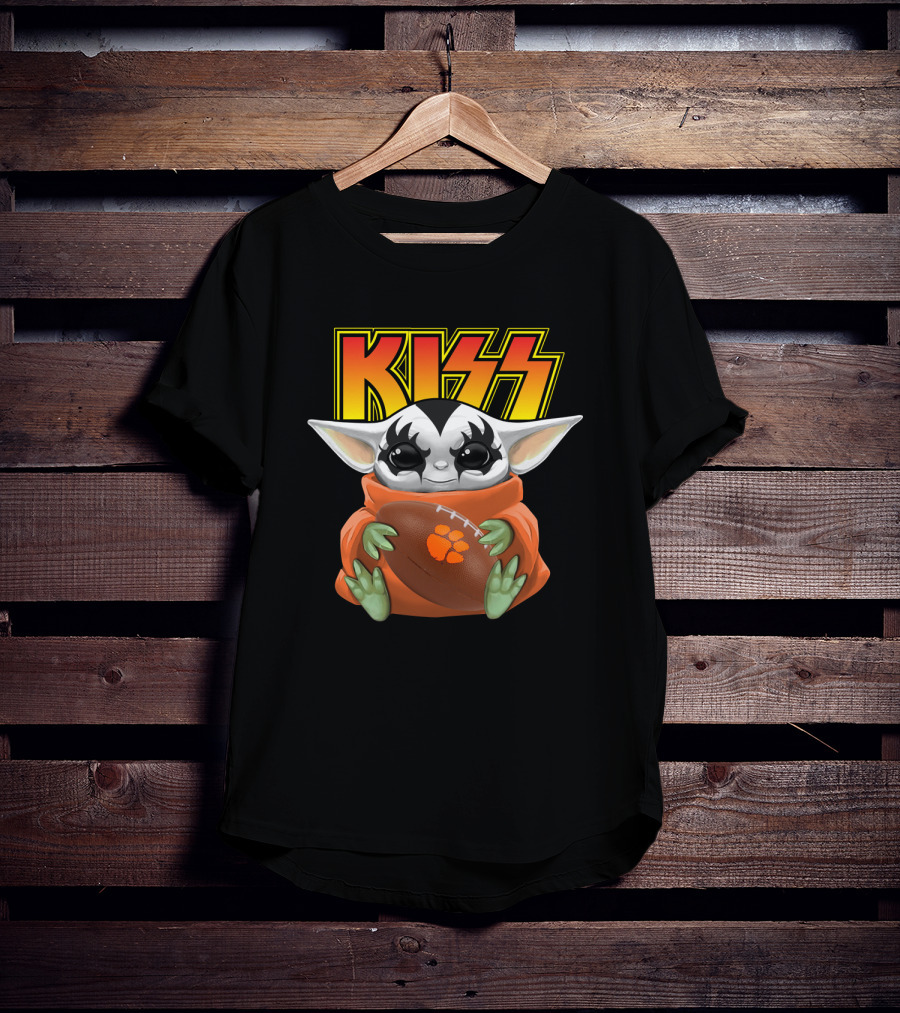 KISS Baby Yoda Gene Simmons Clemson Tigers Football T-Shirt